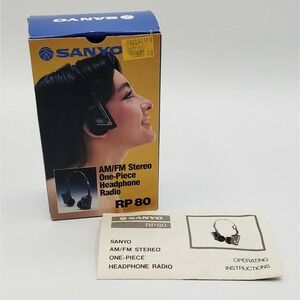 Sanyo Model RP 80 AM/FM Radio STEREO Folding Headphones BOX & INSTRUCTIONS ONLY‎